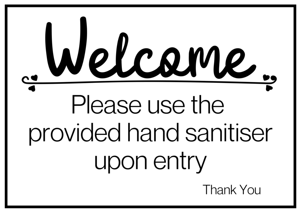 COVID-19 Free poster saying "Please use hand sanitizer upon entry". Aids to reopen hair salons
