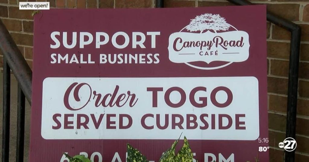 Reopening Sign for customers, Canopy Road Cafe